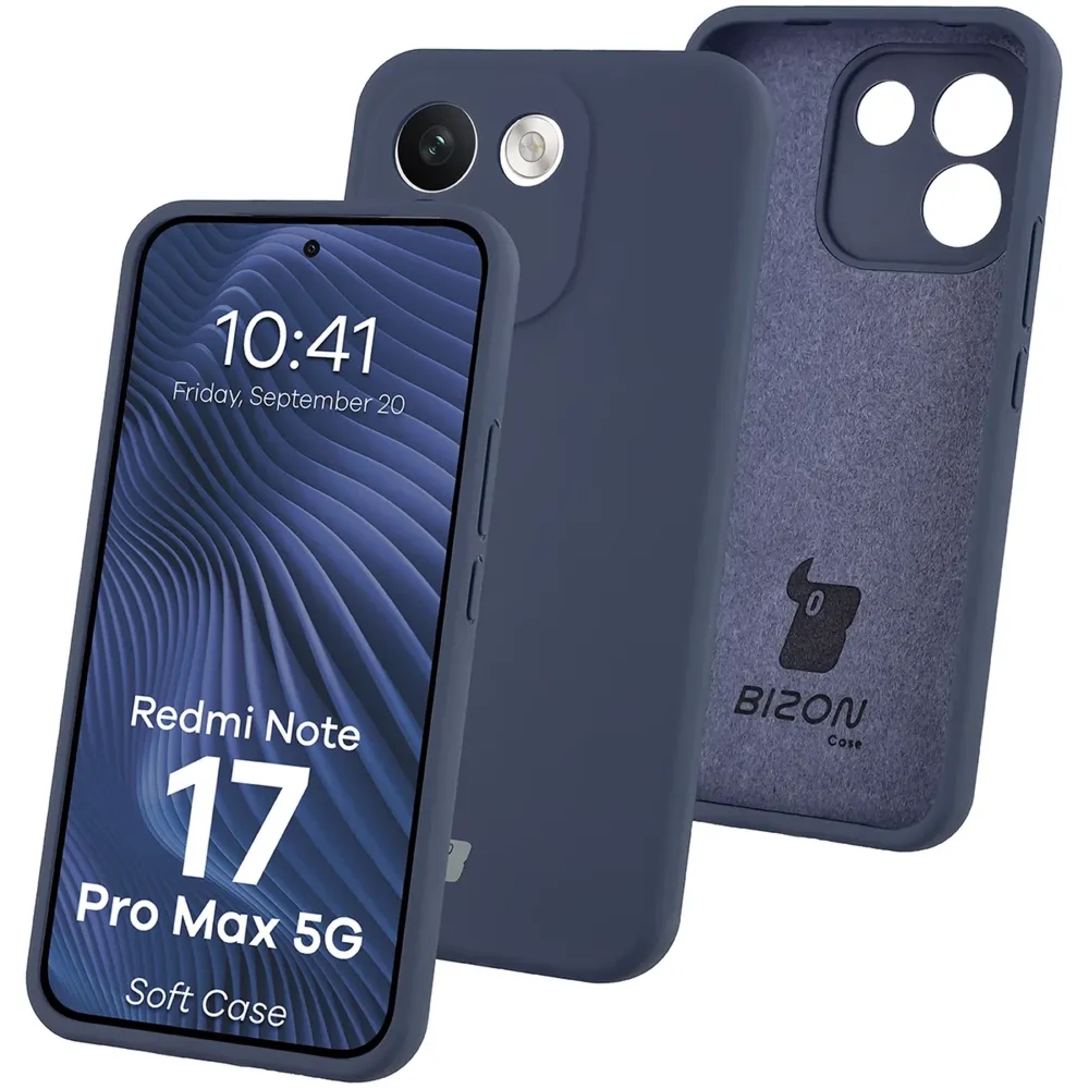 Silikonowe etui Bizon Soft Case do Xiaomi Redmi Note 17 Pro Max 5G, ciemnoniebieskie