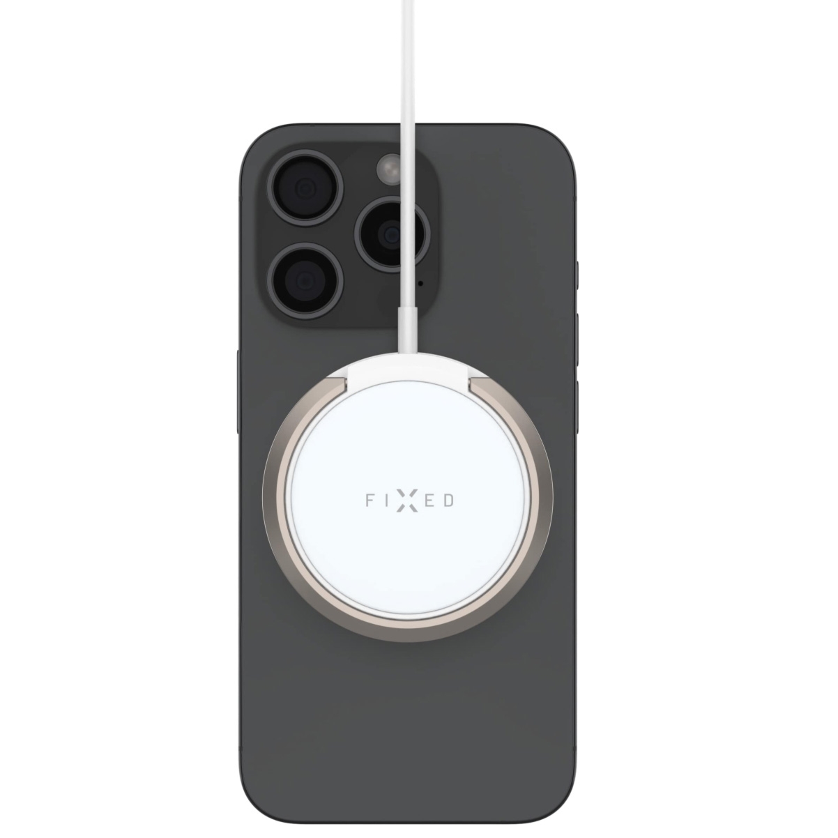 Ładowarka indukcyjna Fixed MagPad, 15W Qi, USB-C z podstawką, biała