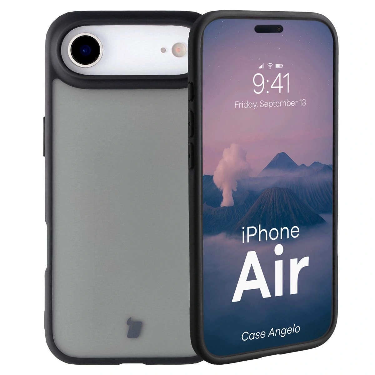 Etui Bizon Case Angelo do iPhone Air, przydymione z czarną ramką