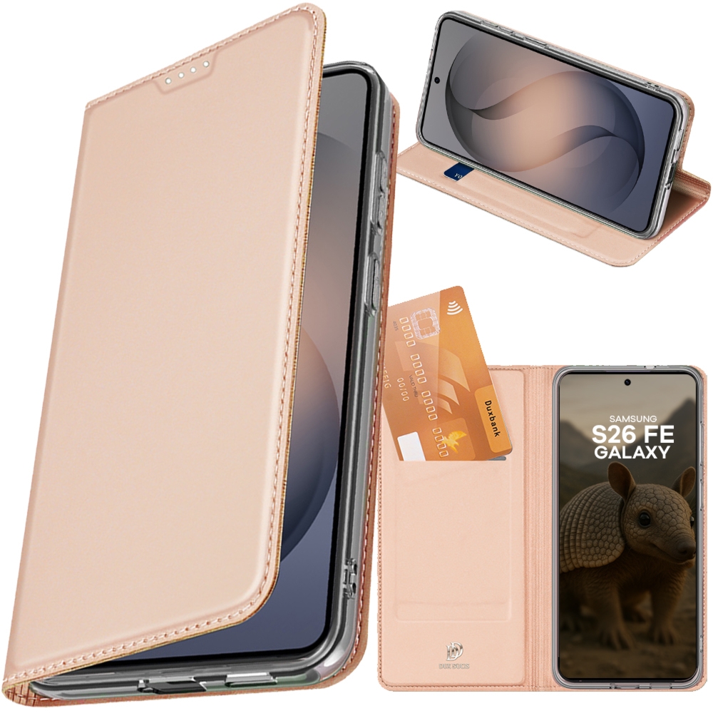 OUTLET: Etui z klapką Dux Ducis Skin Pro do Galaxy S26 FE, różowozłote