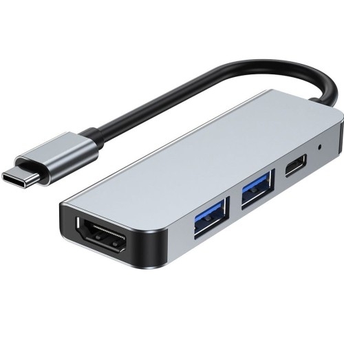 Image of Hub adapter Tech-Protect V2, 4w1 USB-C, 2x USB-A/1x USB-C/1x HDMI, srebrny
