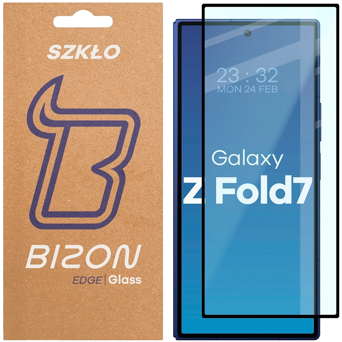 Szkło hartowane Bizon Glass Edge do Galaxy Z Fold7, czarna ramka