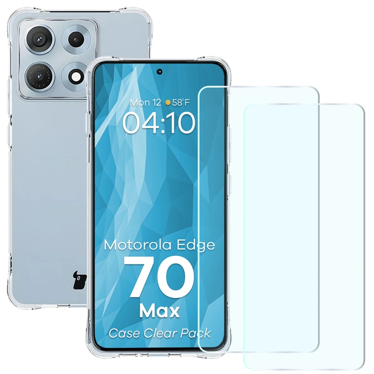 Elastyczne etui + 2x szkło hartowane Bizon Case Clear Pack do Motorola Edge 70 Max