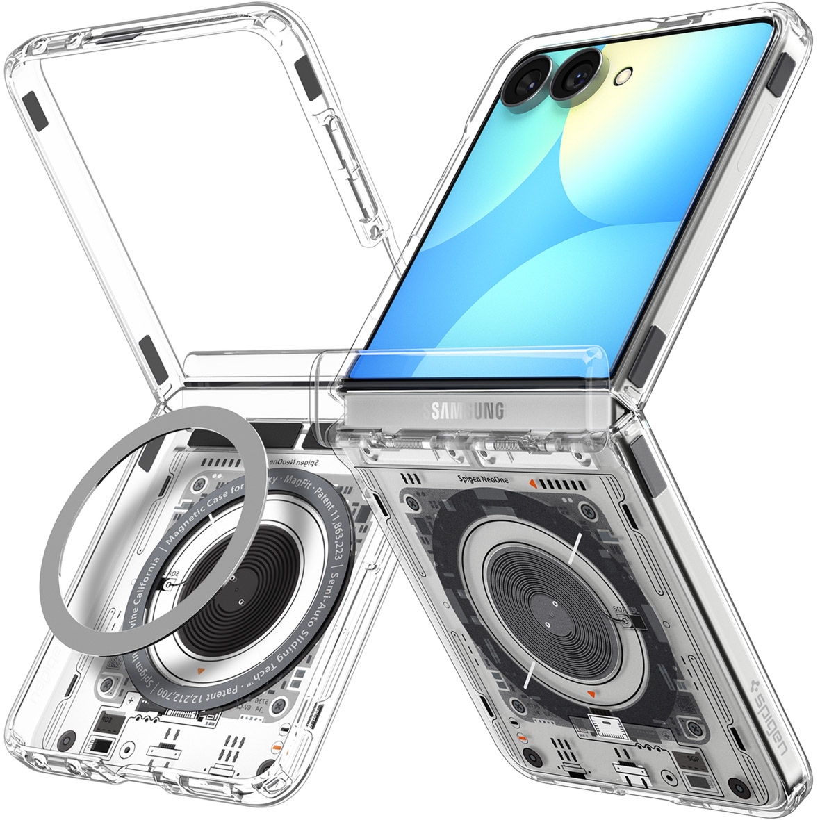 Etui Spigen Ultra Hybrid Mag do MagSafe do Galaxy Z Flip8, przezroczysto-wzorzyste (Neo One)