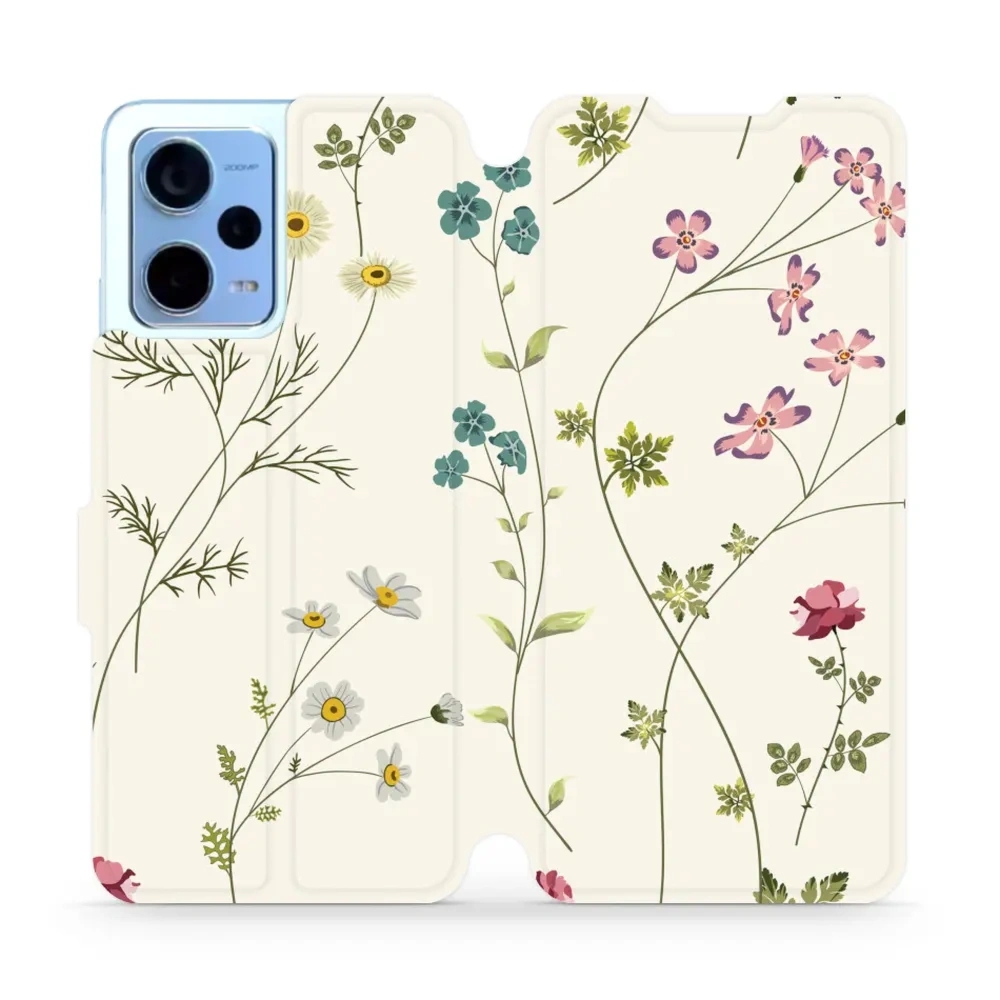 Etui z klapką do Xiaomi Redmi Note 12 5G, Mobiwear Book, polne kwiaty