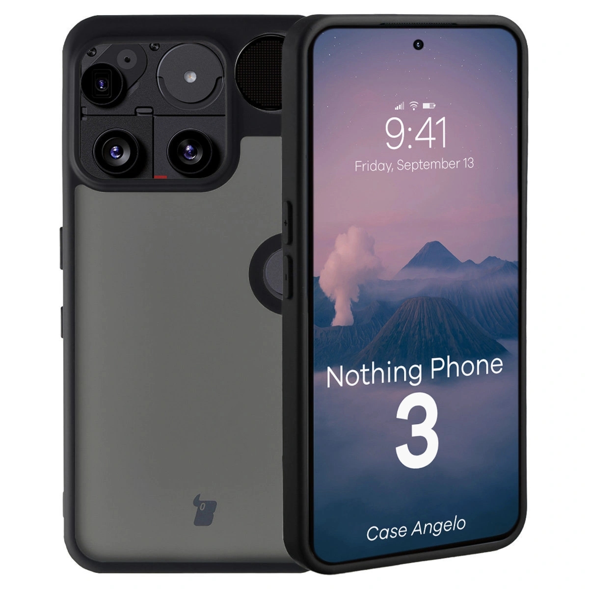 Etui Bizon Case Angelo do Nothing Phone (3), przydymione z czarną ramką