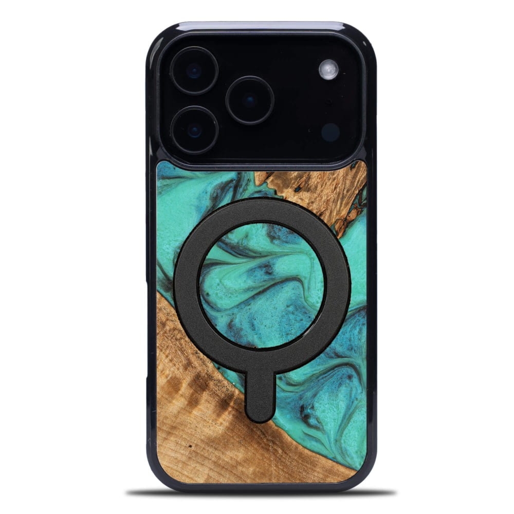 Drewniane etui do iPhone 17 Pro, Bewood Unique Turquoise do MagSafe