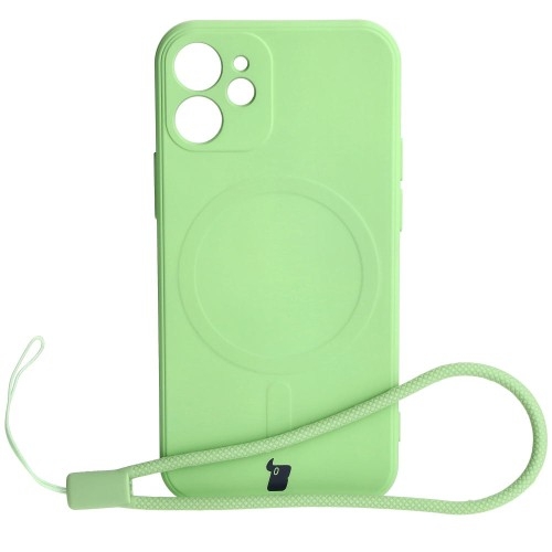 Image of Etui Bizon Case Silicone MagSafe Sq do Apple iPhone 12 Mini, jasnozielone