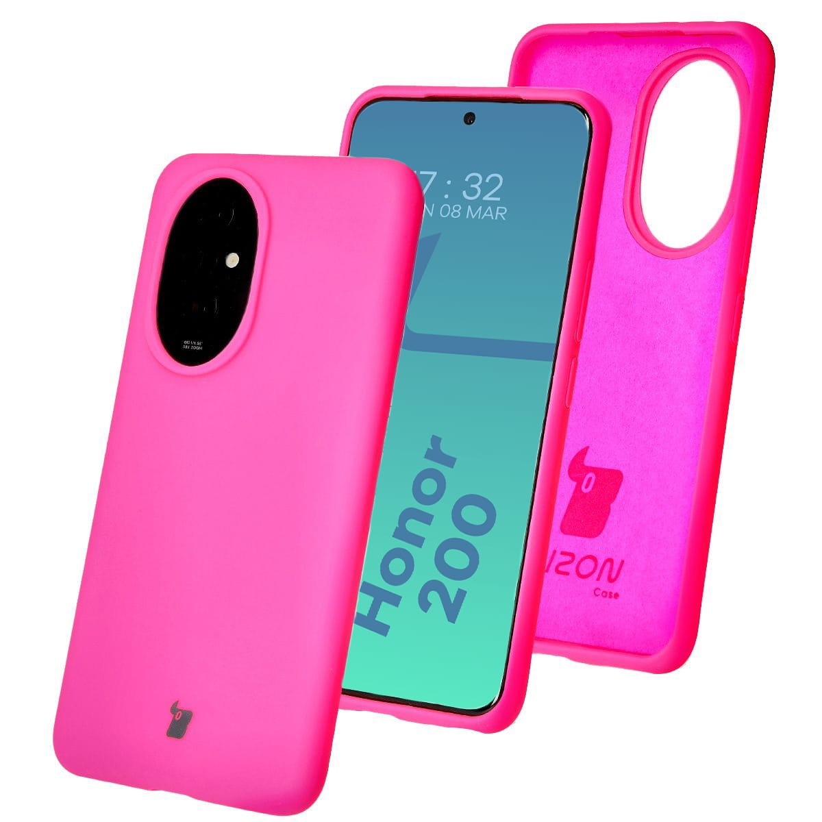 Image of Silikonowe etui Bizon Soft Case do Honor 200, neonowo-różowe