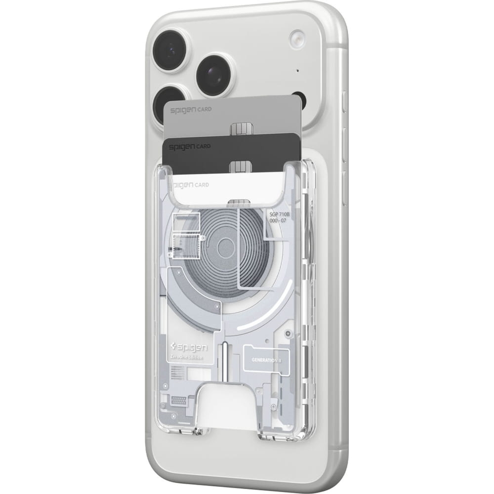 Portfel na karty Spigen Ultra Hybrid Wallet do MagSafe, biało-szary (Zero One)