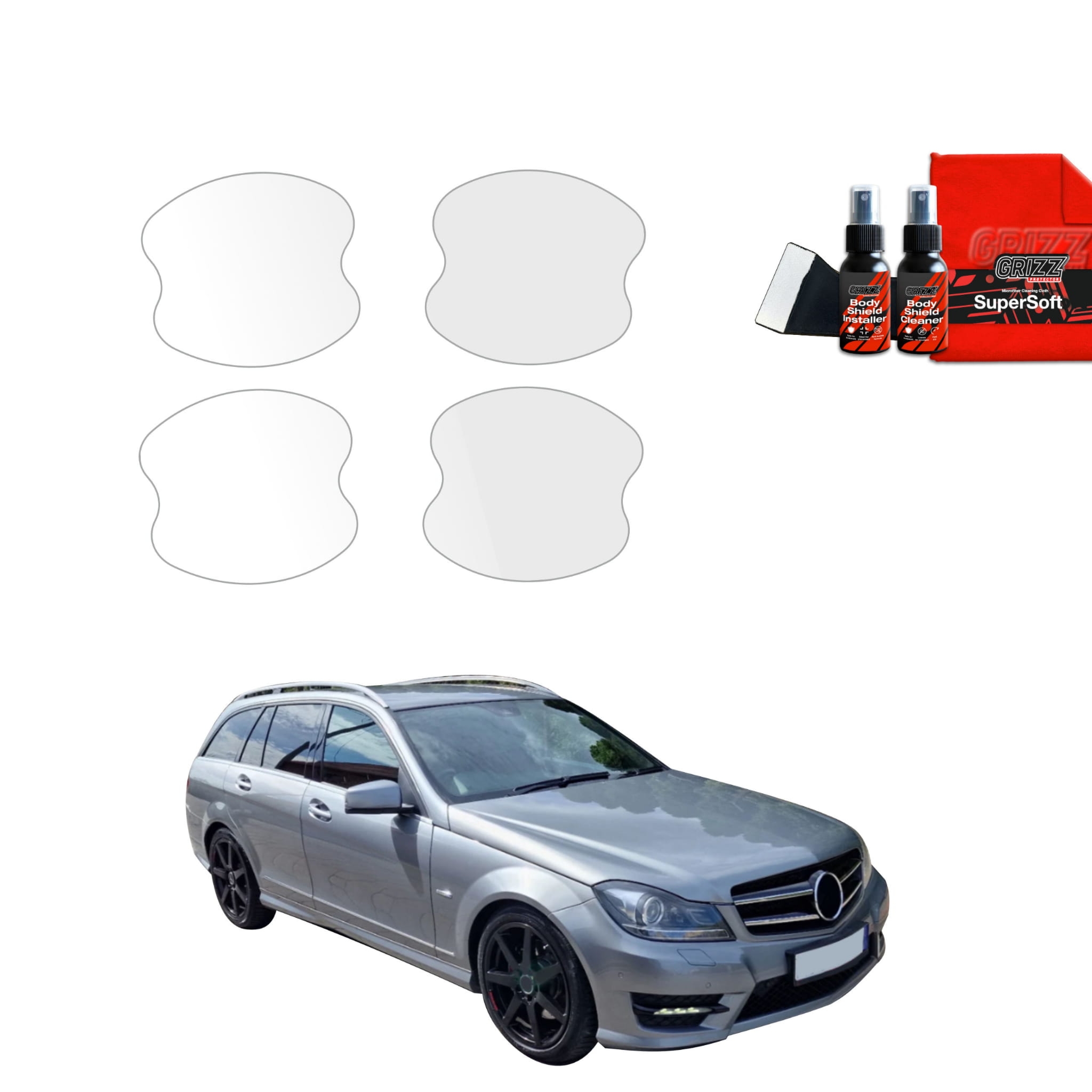 4w1 Folia ochronna pod klamki Grizz Protector do Mercedes Benz C Klasa S204 Kombi Facelifting (2011-2014)
