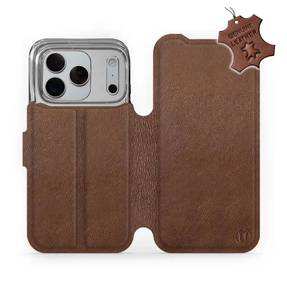 Etui z naturalnej skóry do iPhone 18 Pro, Mobiwear Leather, brązowe