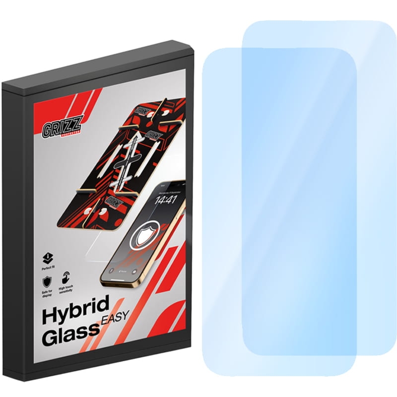Szkło hybrydowe na ekran Grizz HybridGlass Easy do iPhone 16 Pro z aplikatorem, 2 sztuki