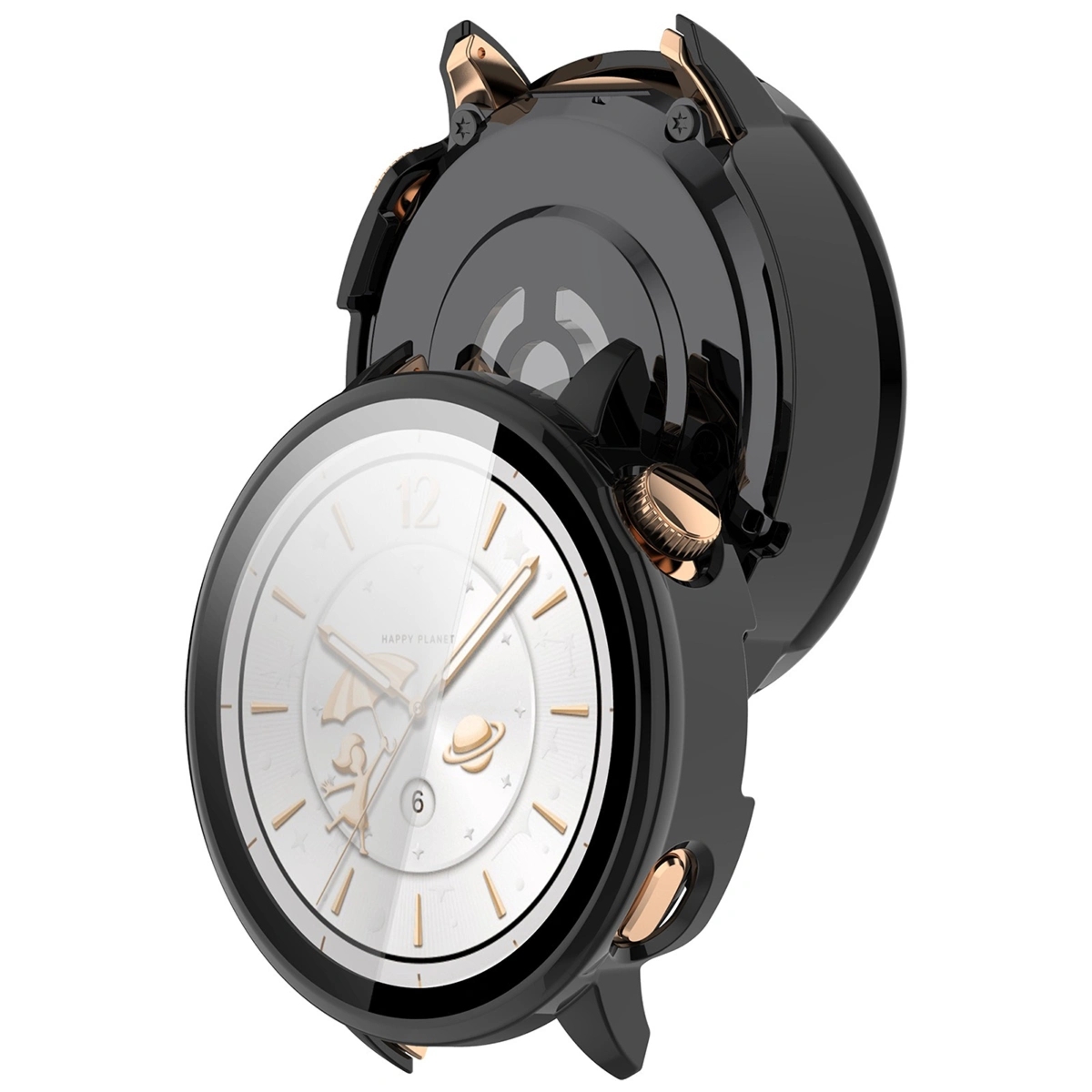 Etui ze szkłem do zegarka Bizon Case Watch Adamo do OnePlus Watch 3 43 mm,  czarne