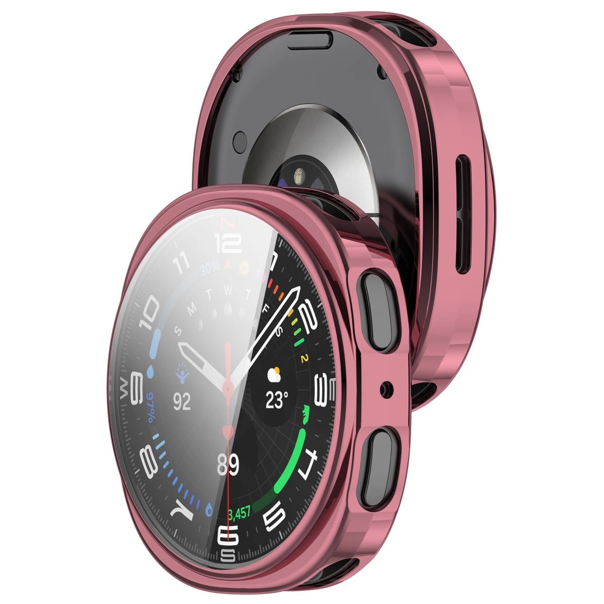 Etui z osłoną ekranu Bizon Case Watch Felipe do Galaxy Watch 8 44 mm, różowe