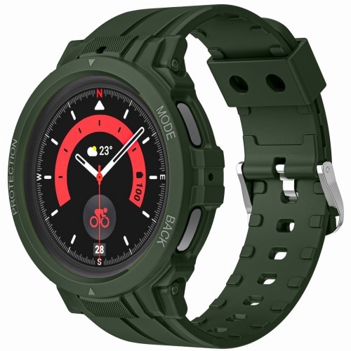 Image of Etui z paskiem Bizon Strap + Case Watch Action Pro do Galaxy Watch 5 Pro 45 mm, ciemnozielone