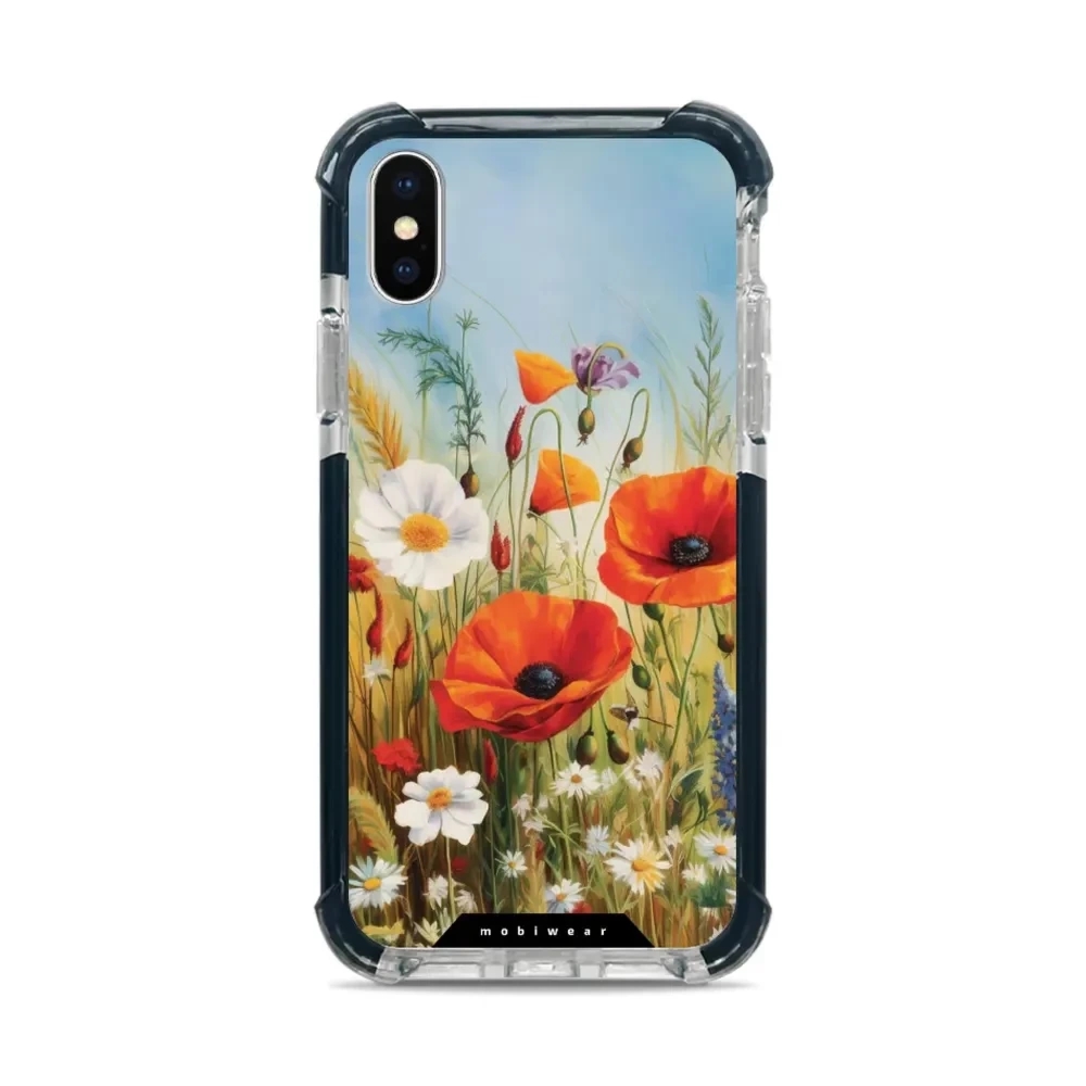Etui ochronne do iPhone Xs do MagSafe, Mobiwear Elite Bumper, łąkowe kwiaty