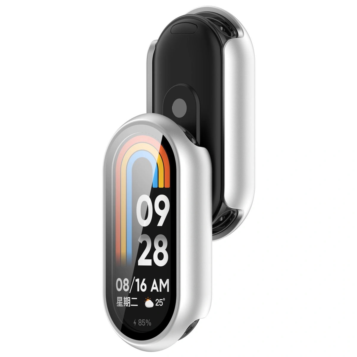 Etui ze szkłem do zegarka Bizon Case Watch Adamo do Xiaomi Smart Band 10, srebrne