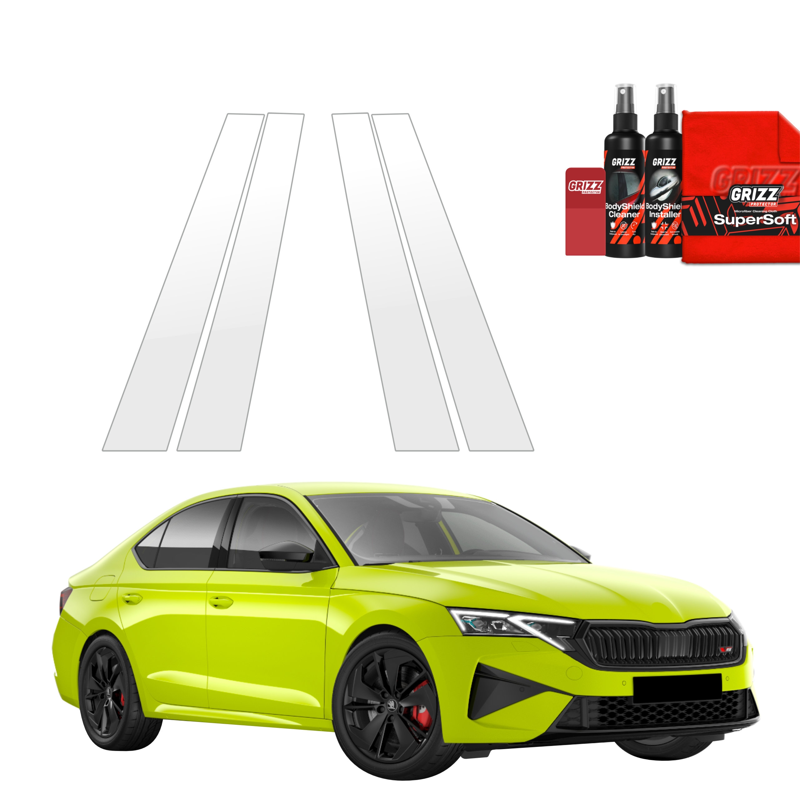 4w1 Bezbarwna folia ochronna Grizz Protector na słupki Skoda Octavia 4 RS Facelift (2024-2026)
