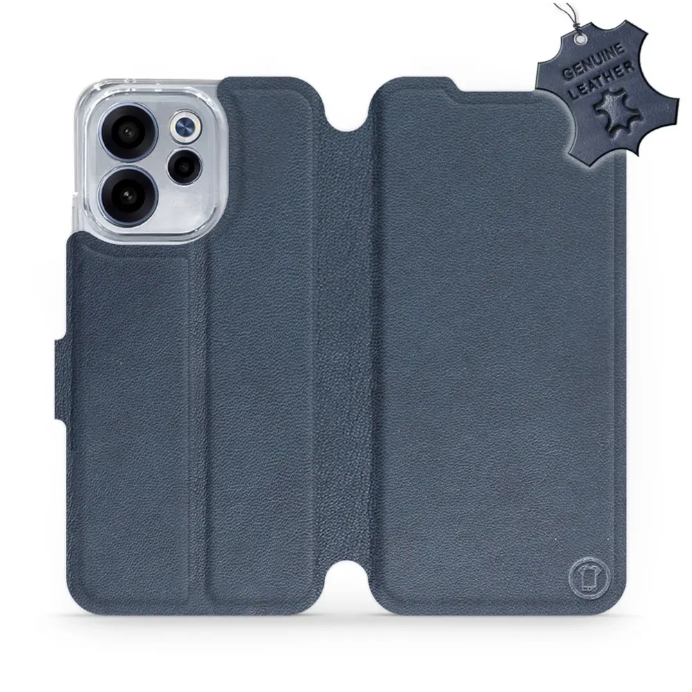 Etui z naturalnej skóry do Oppo Reno 15 F, Mobiwear Leather, granatowe
