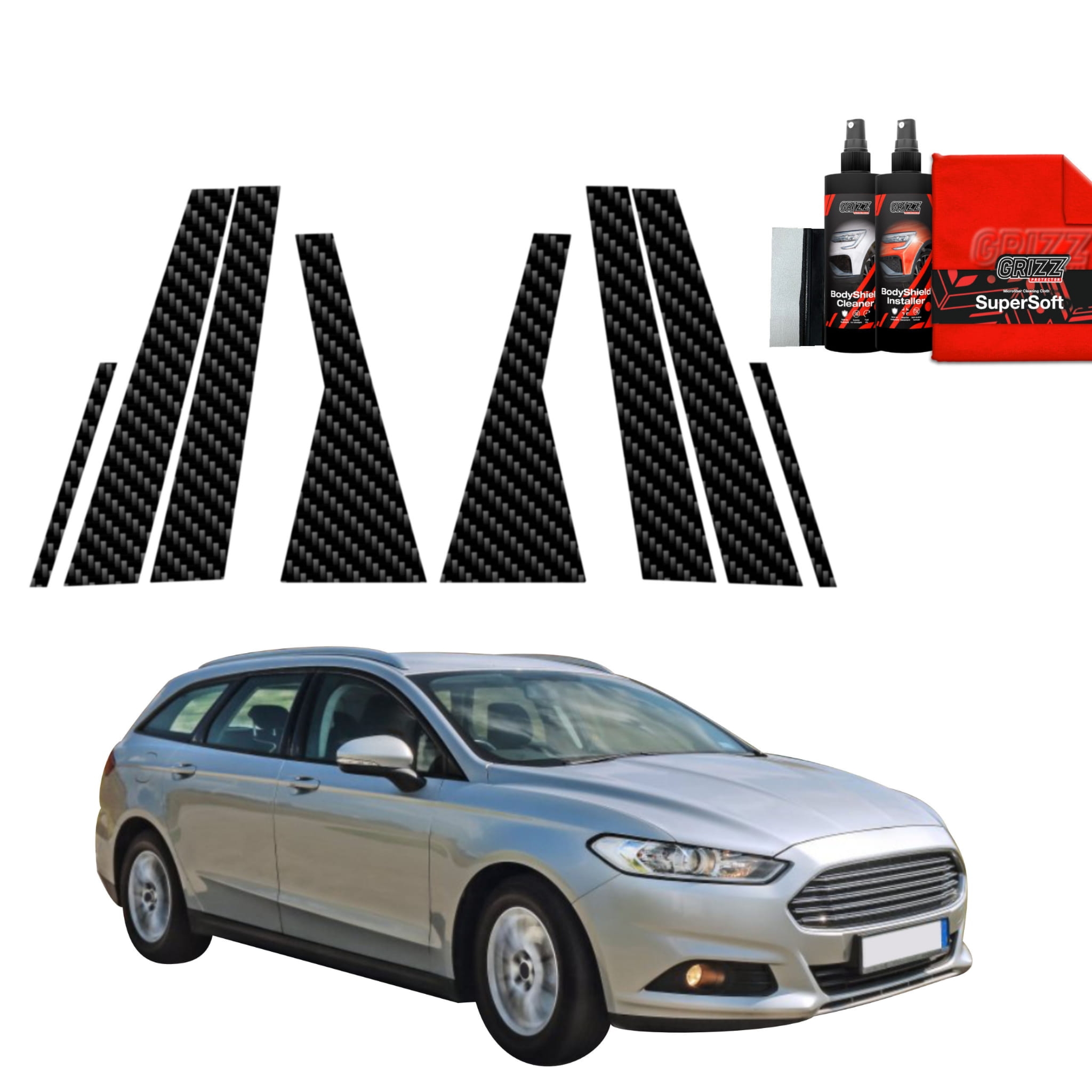 8w1 Folia karbonowa Grizz Protector na słupki do Ford Mondeo Mk5 Kombi (2014-2019)