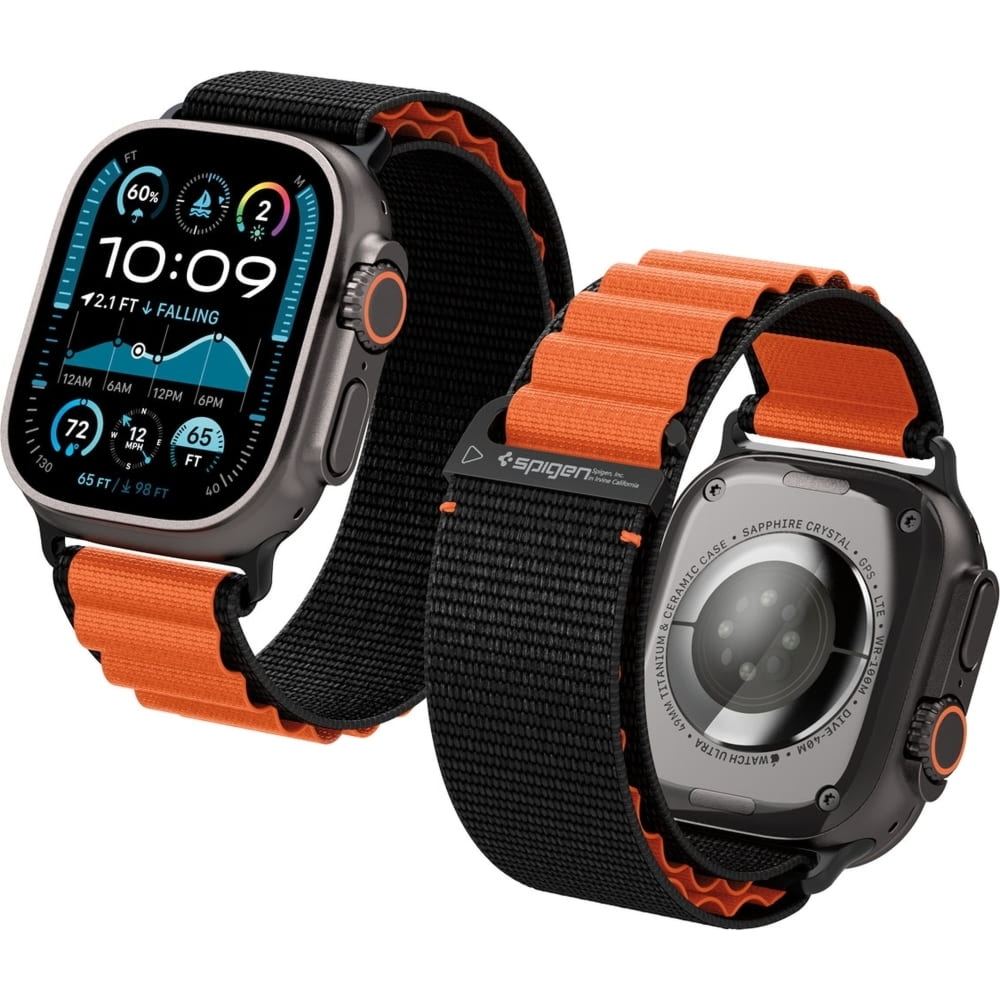 Pasek Spigen WBF1 Band do Apple Watch 49/46/45/44 mm, czarno-pomarańczowy