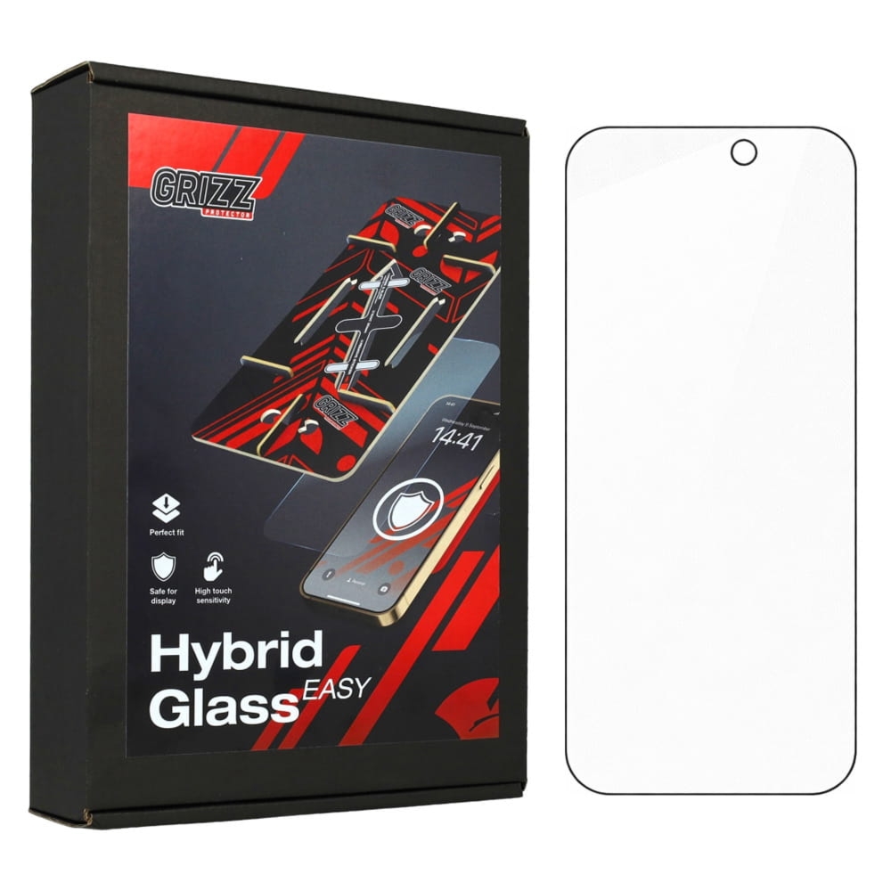 Szkło hybrydowe na ekran Grizz HybridGlass Easy do iPhone 17 Pro Max z aplikatorem, 2 sztuki