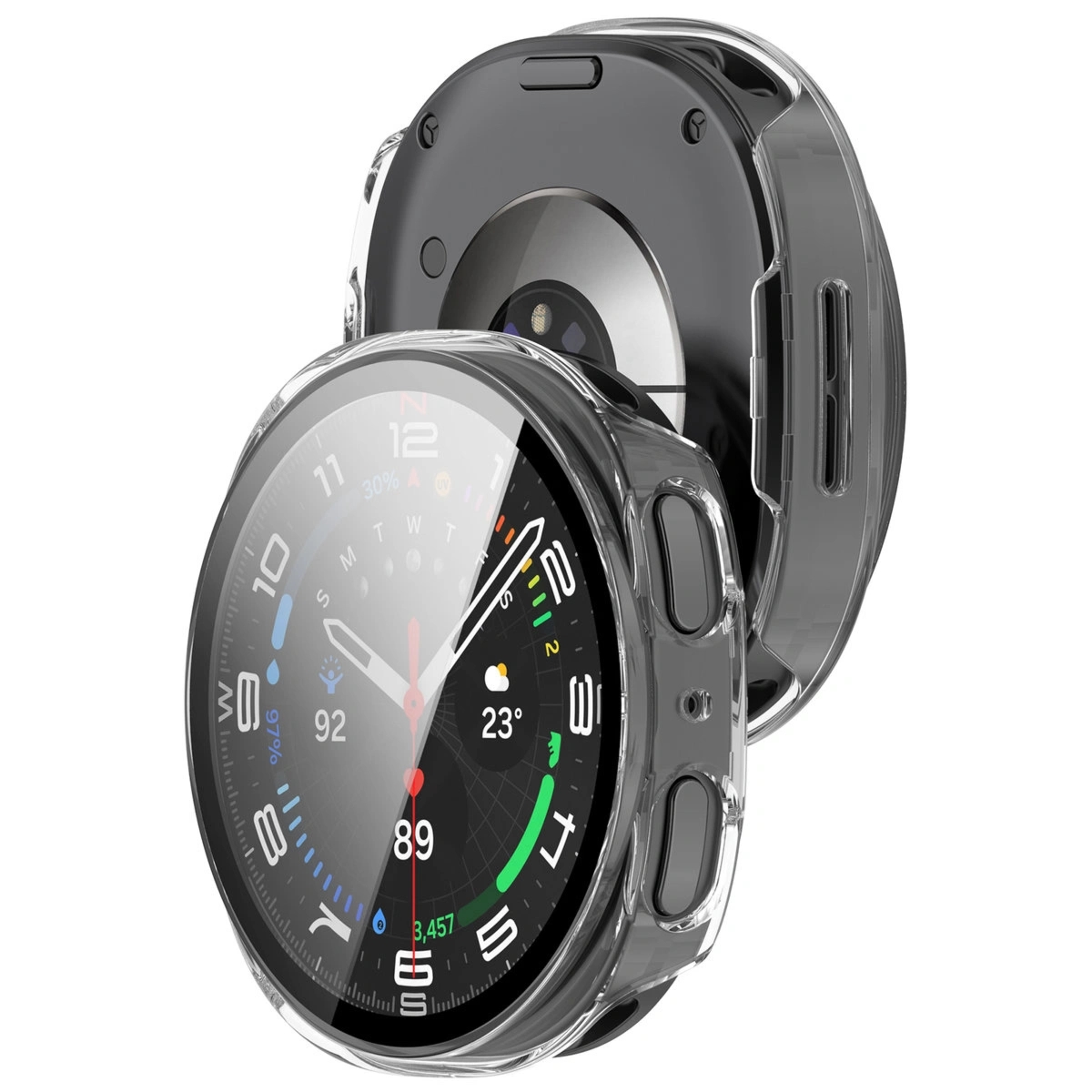 Etui ze szkłem do zegarka Bizon Case Watch Adamo do Galaxy Watch 8 40 mm, przeźroczyste