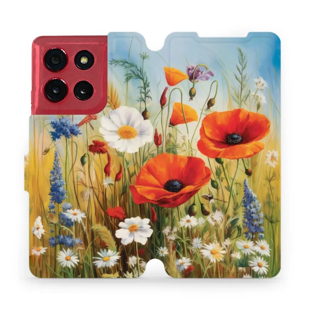 Etui z klapką do Motorola Moto G86 Power 5G, Mobiwear Book, łąkowe kwiaty