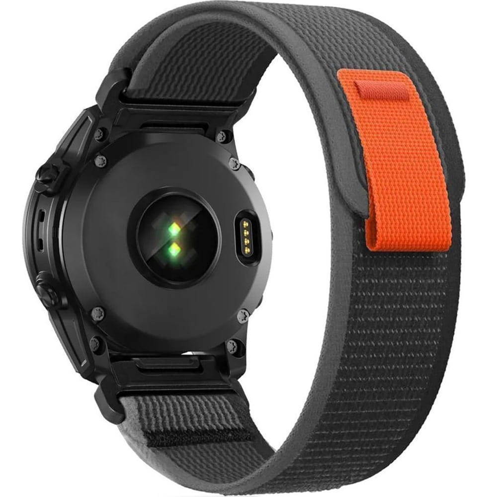 Image of Pasek Tech-Protect Nylon, QuickFit 26 mm do Garmin Fenix 8 (51 mm) / 7X Pro / 7X / 6X Pro, czarno-pomarańczowy