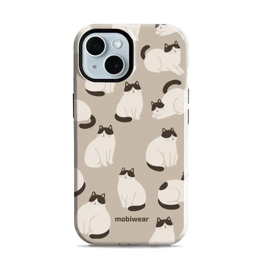 Etui ochronne do iPhone 15, Mobiwear Elite Pro, kawa miau