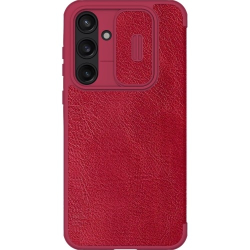 Image of Etui z klapką i ochroną aparatu Nillkin Qin Pro do Galaxy A55 5G, czerwony