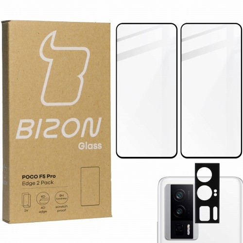 Image of 2x Szkło + szybka na aparat BIZON Edge Pack do Xiaomi Poco F5 Pro