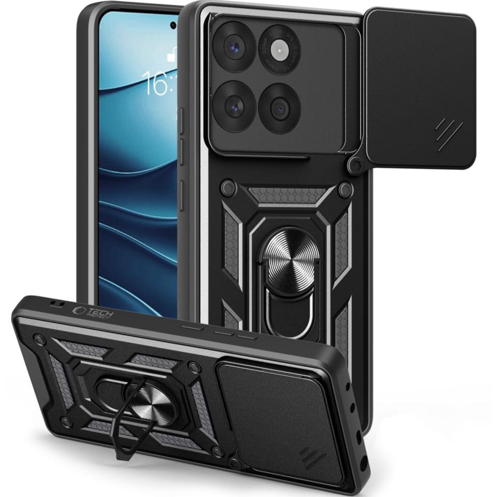 Etui z ringiem Tech-Protect Camshield Pro do Motorola Edge 60 Fusion, czarne