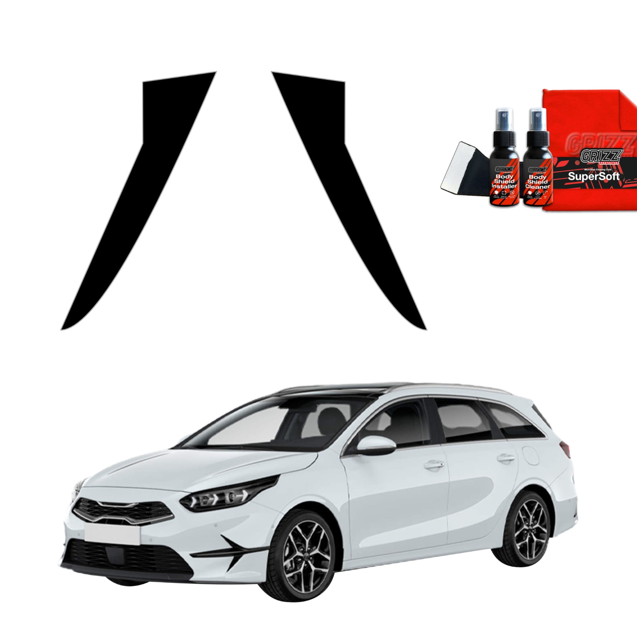 2w1 Czarna folia Grizz Protector na słupki do Kia Ceed Hatchback (2021-2025)