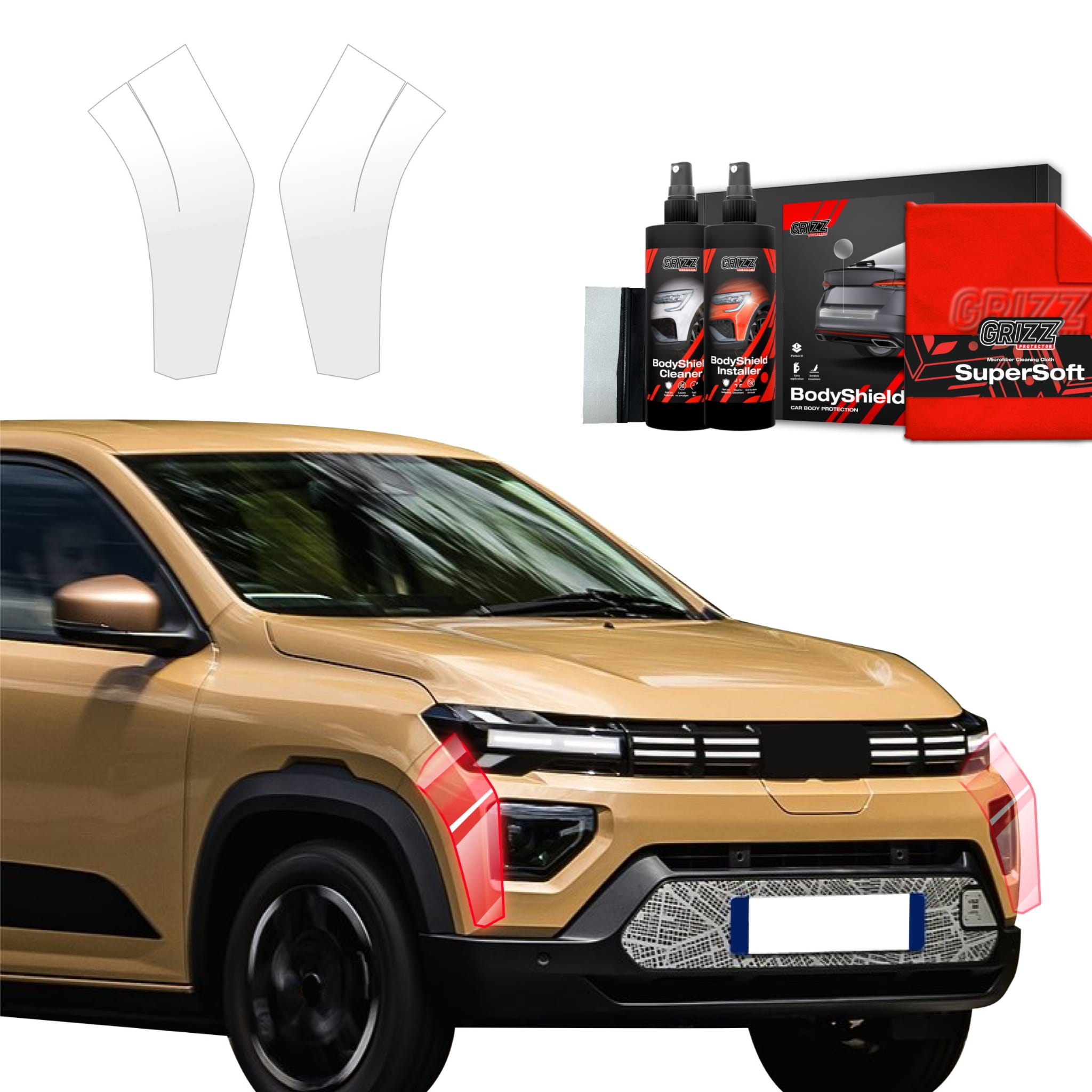 2w1 Folia ochronna Grizz Protector na zderzak do Dacia Spring (2024-2026)