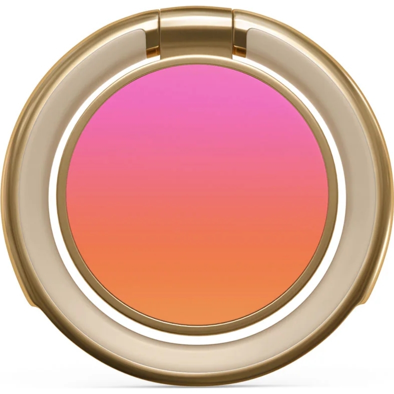 Samoprzylepny ring / uchwyt na telefon / na palec / stojak Burga Magnetic Ring Holder, Sunset Club, złoty z różowo pomarańczowym wzorem
