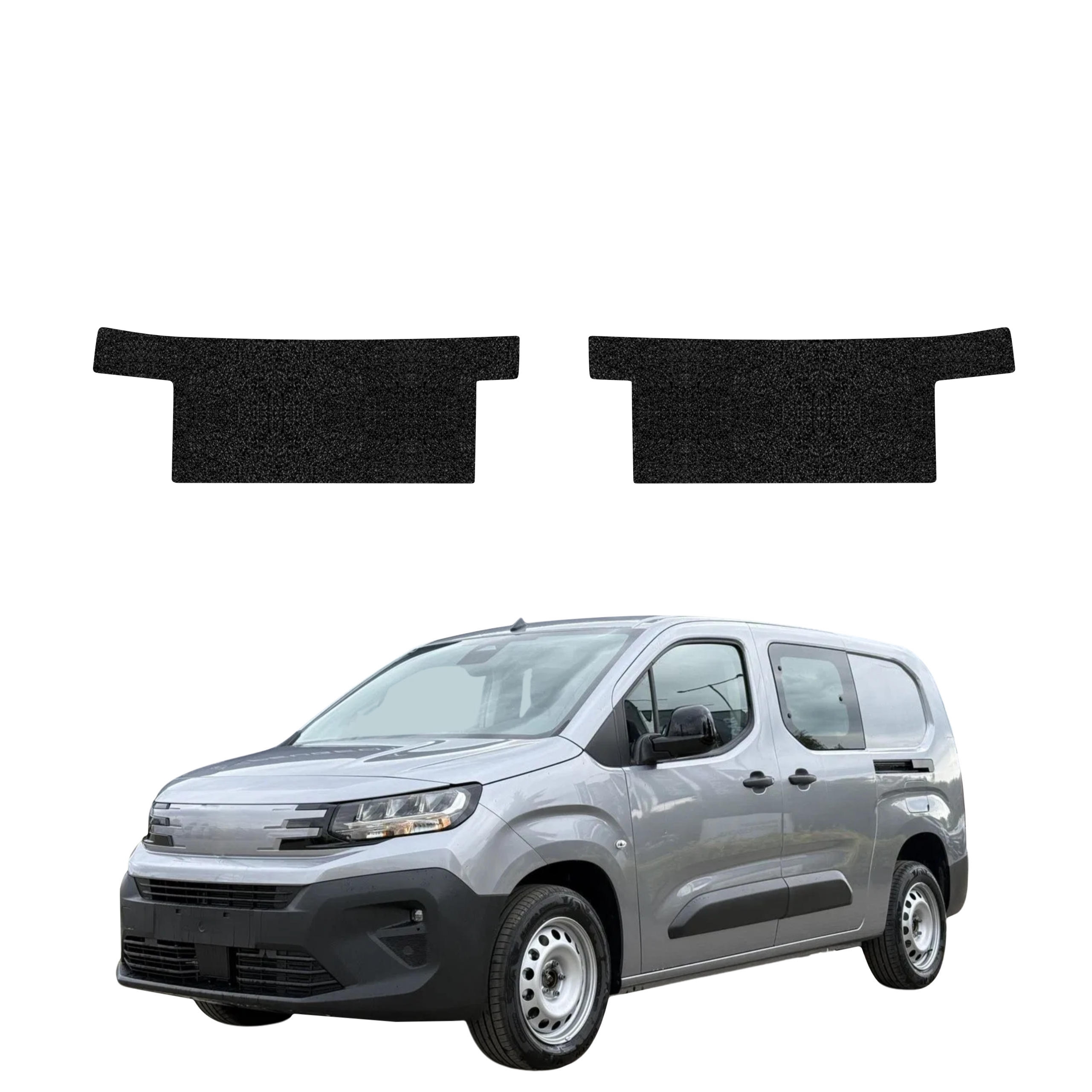 2w1 Czarna powłoka techniczna Grizz Protector na przednie progi bez wcięcia Peugeot Partner (2018-2026)