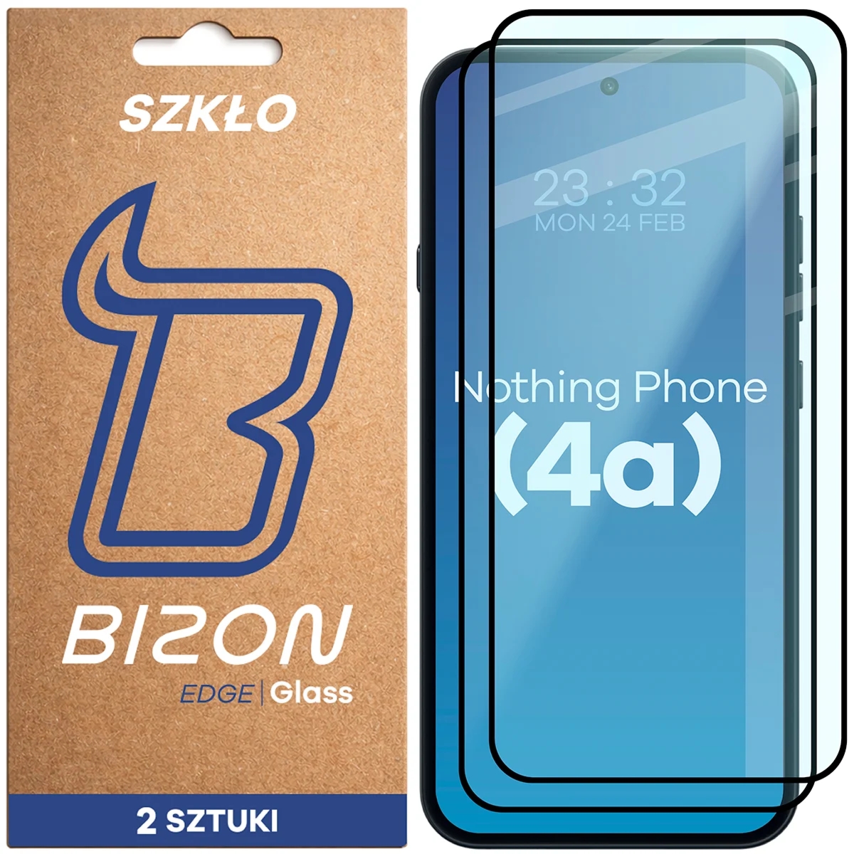 Szkło hartowane Bizon Glass Edge Duo do Nothing Phone (4a), czarna ramka, 2 sztuki