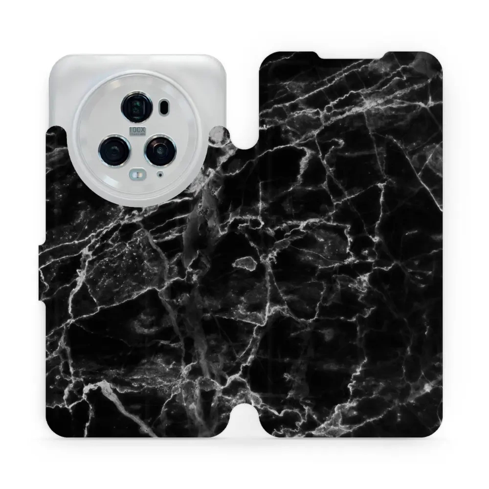 Etui z klapką do Honor Magic5 Pro, Mobiwear Book, czarny marmur