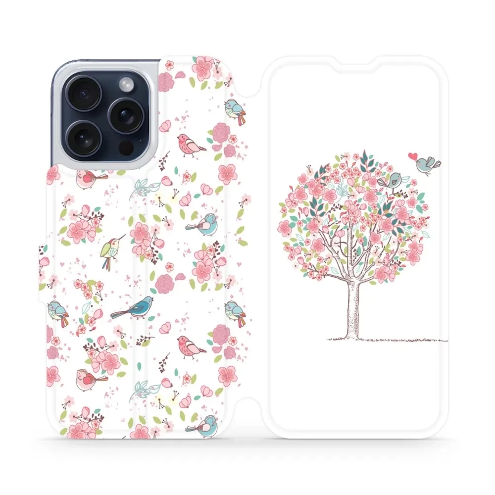 Etui z klapką do iPhone 15 Pro Max, Mobiwear Book, różowy gaj