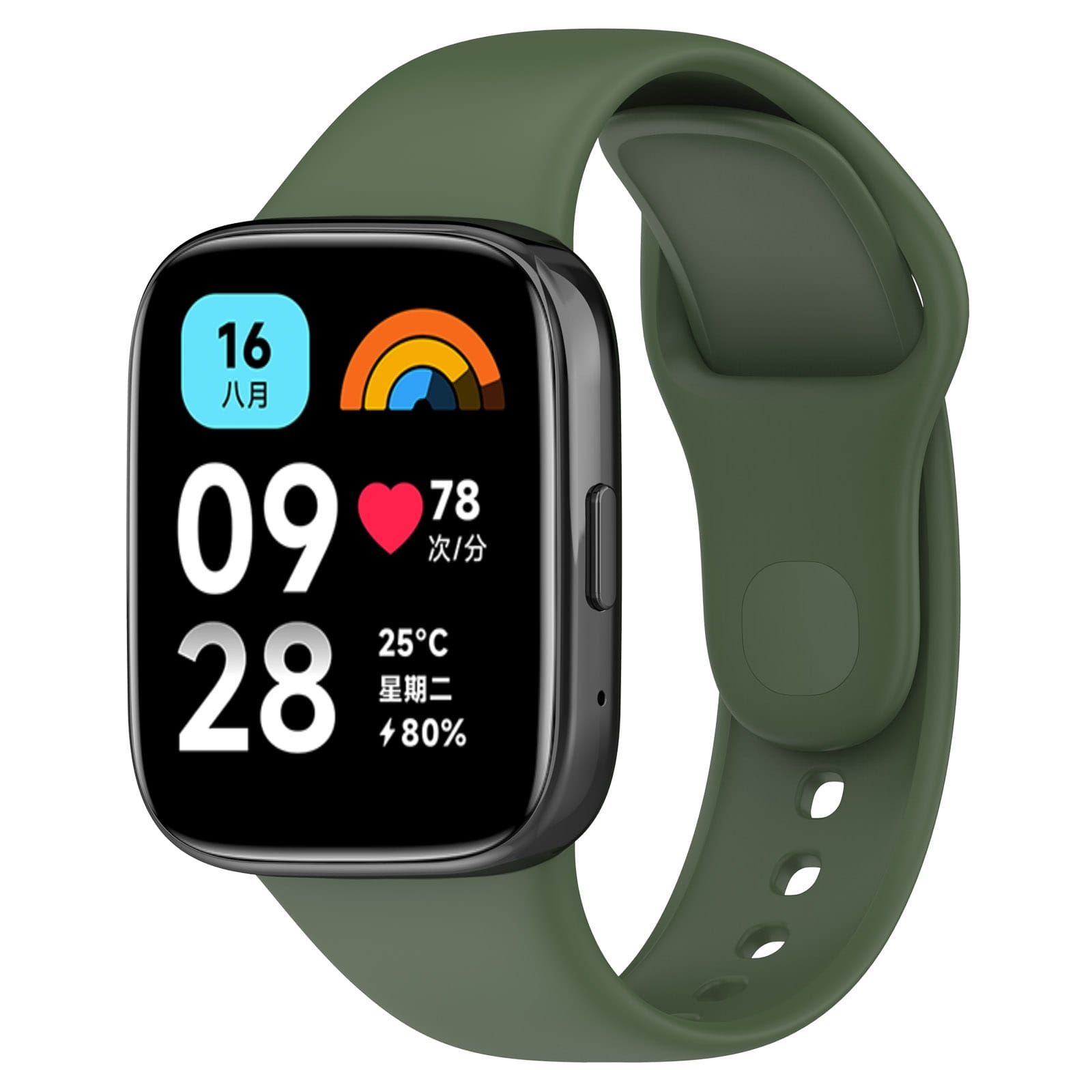 Image of Pasek Bizon Strap Watch Dots do Xiaomi Redmi Watch 3 Active, ciemnozielony