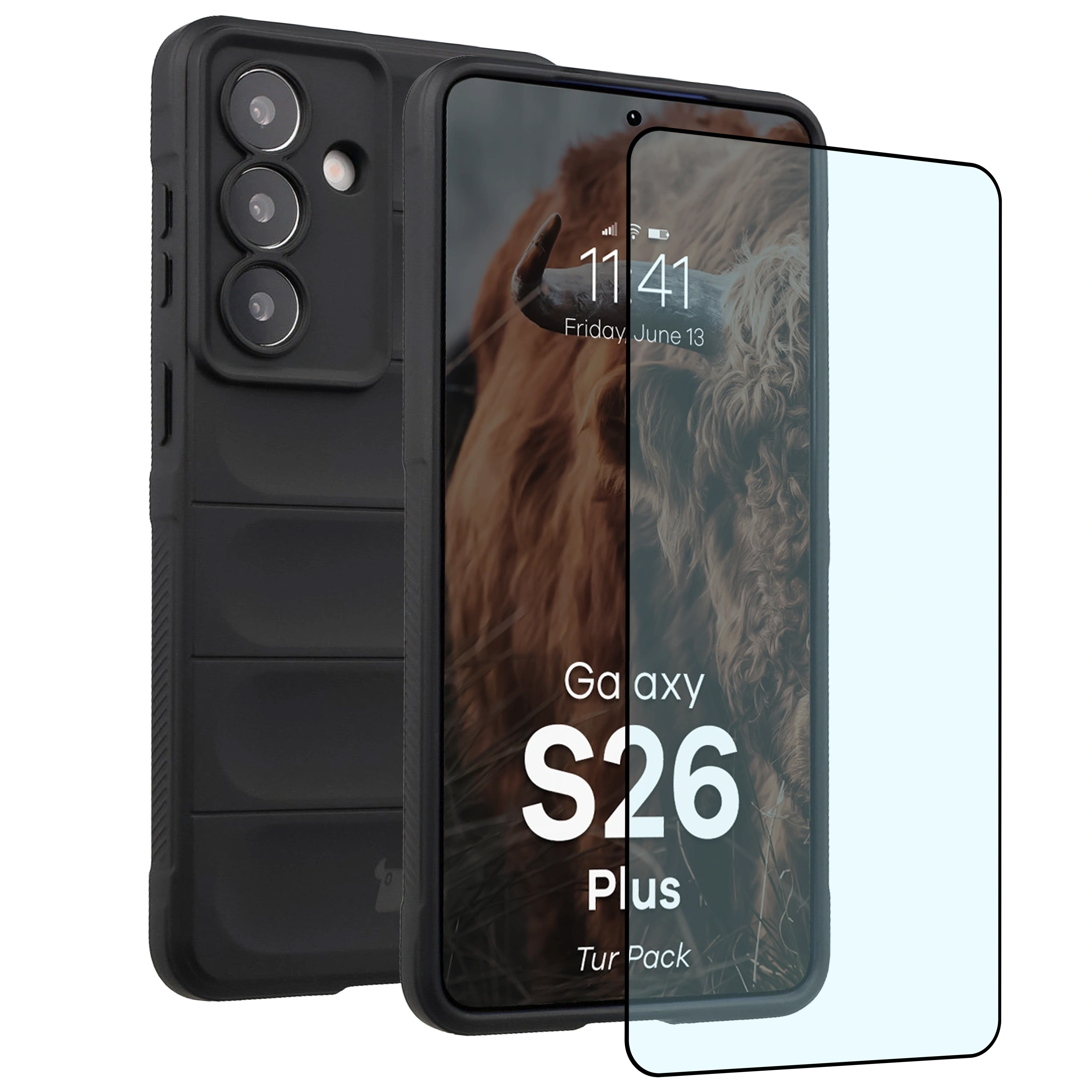 Pancerne etui + szkło hartowane Bizon Tur Pack do Galaxy S26 Plus, czarne