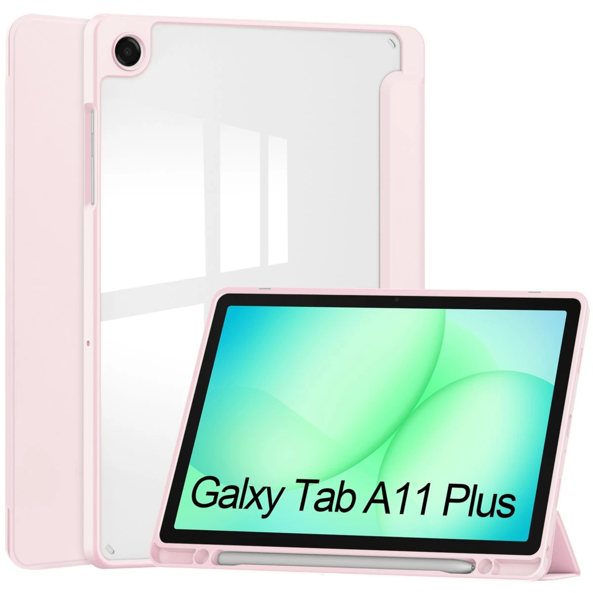 Etui z klapką Bizon Case Tab Clear Matt do Galaxy Tab A11 Plus / A9 Plus, różowe