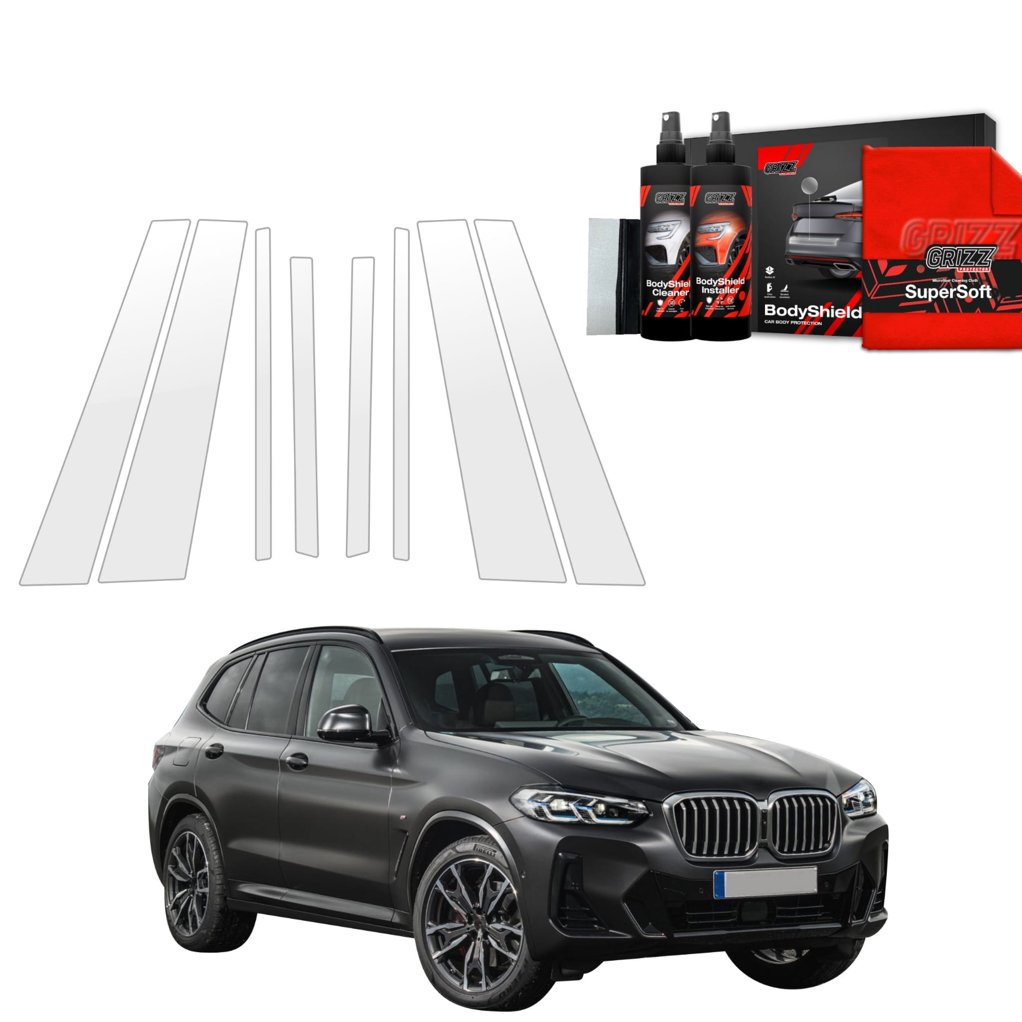 8w1 Folia ochronna na słupki Grizz Protector do BMW X3 (2021-2024)
