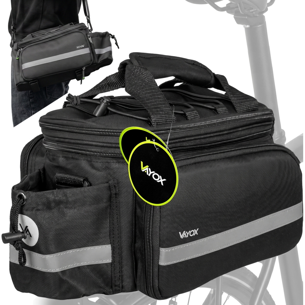 Sakwa, torba rowerowa na bagażnik z kieszeniami bocznymi, Vayox VA0449 10 – 29L, czarna