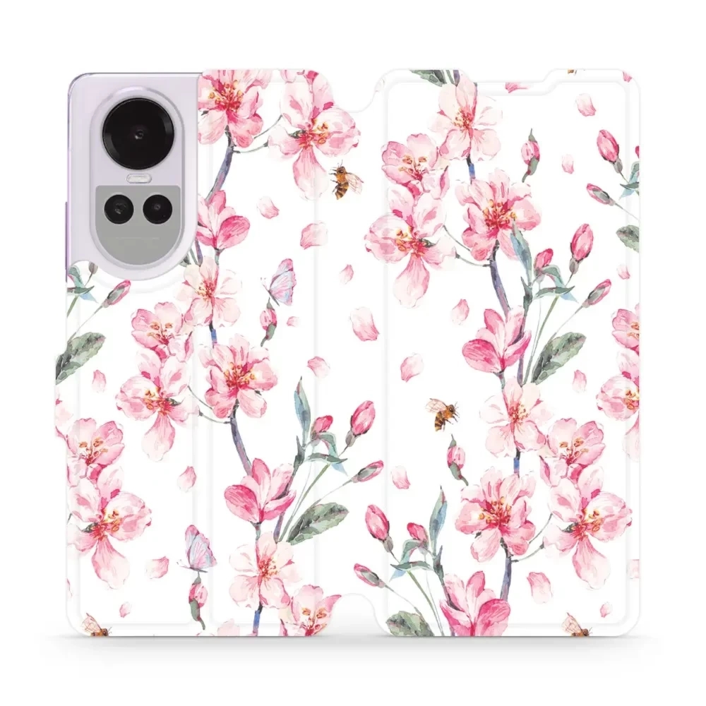 Etui z klapką do Oppo Reno10 Pro 5G, Mobiwear Book, różowa wiosna