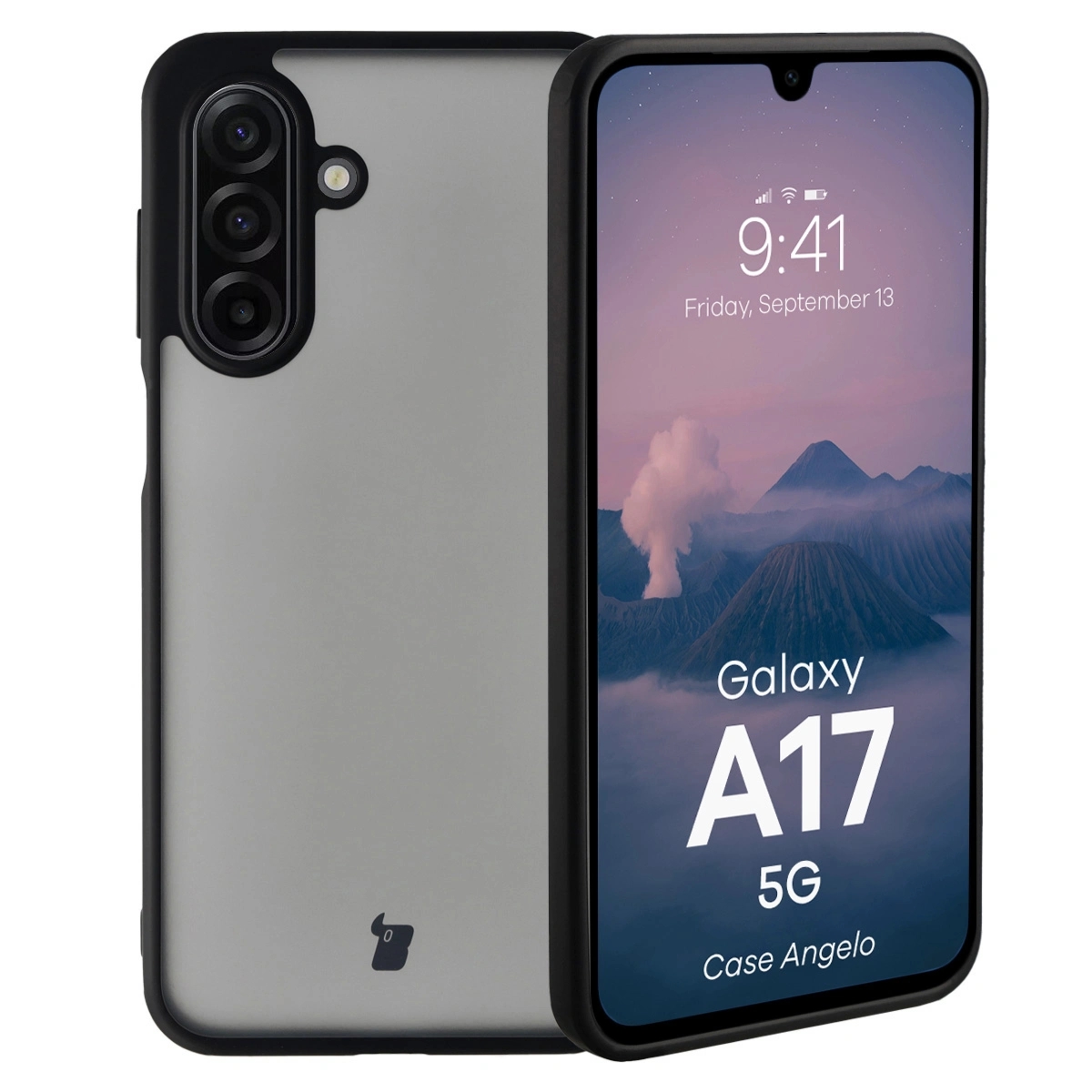 Etui Bizon Case Angelo do Galaxy A17 5G, przydymione z czarną ramką