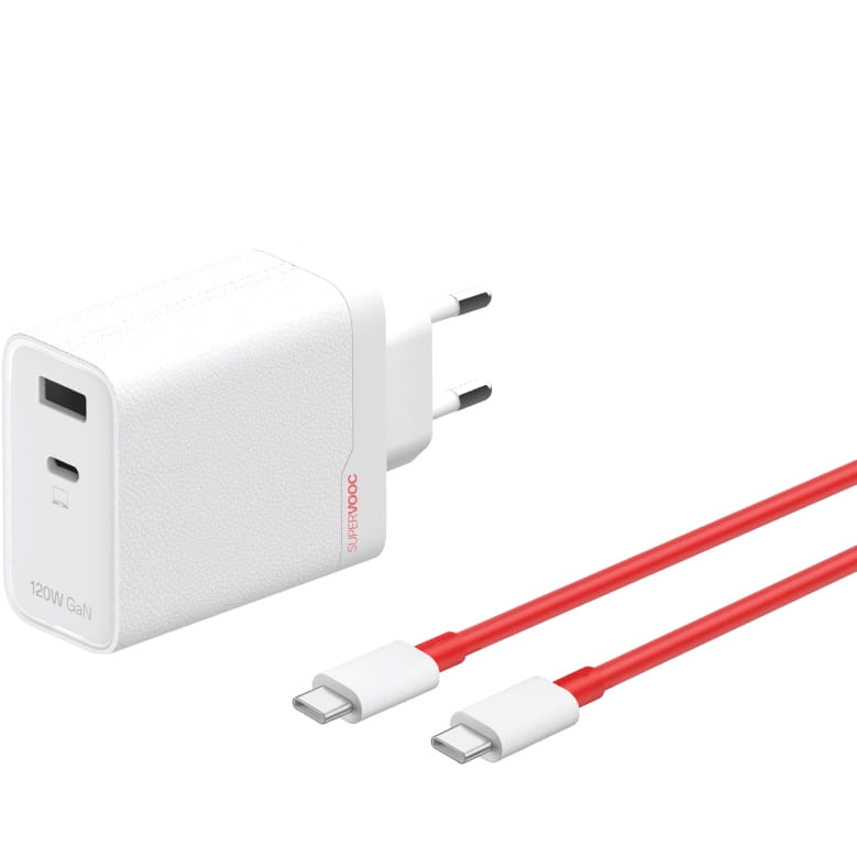 Image of Ładowarka sieciowa OnePlus SuperVOOC GaN Dual Charger 120W USB-A/USB-C + kabel USB-C 1m, biała