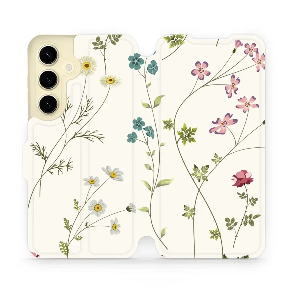 Etui z klapką do Galaxy S24, Mobiwear Book, polne kwiaty